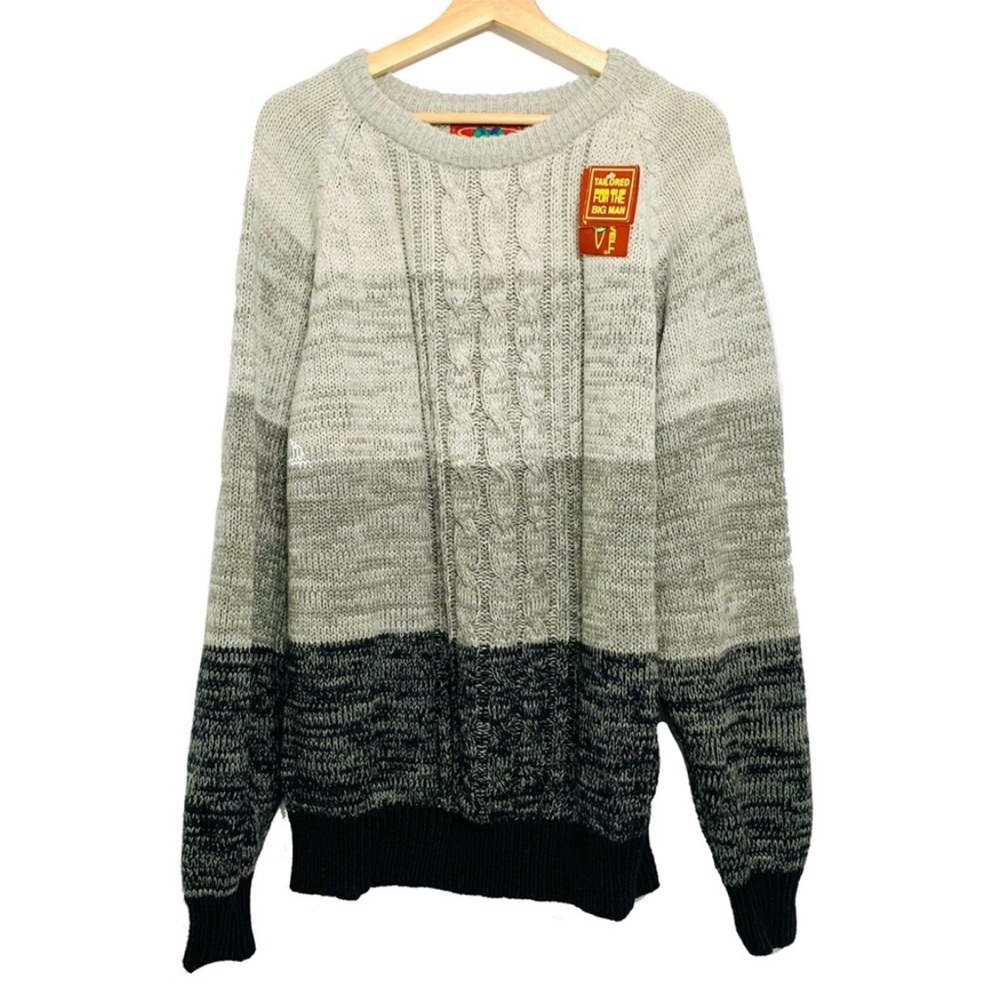 Mens Gradient Cable Knit Sweater - Gray Ombre